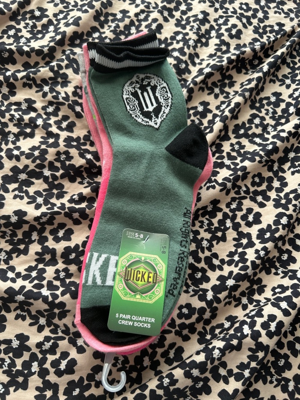 City Studios Green Socks with Pink Trim and Black Accents